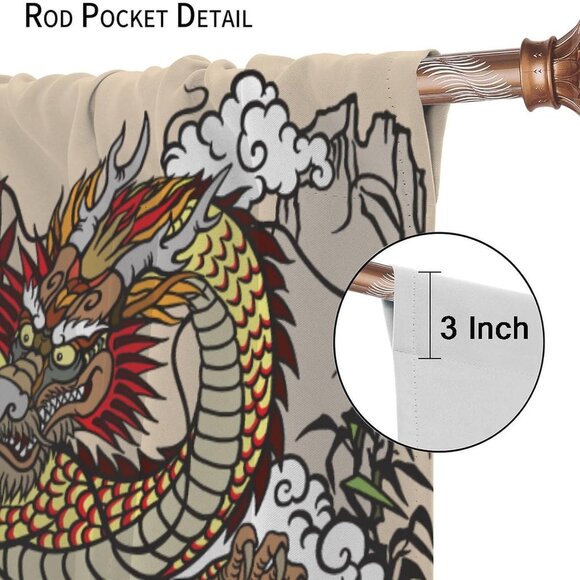 Chinese Dragon & Tiger in The Waterfall Landscape Window Curtain - Picture 4 of 7